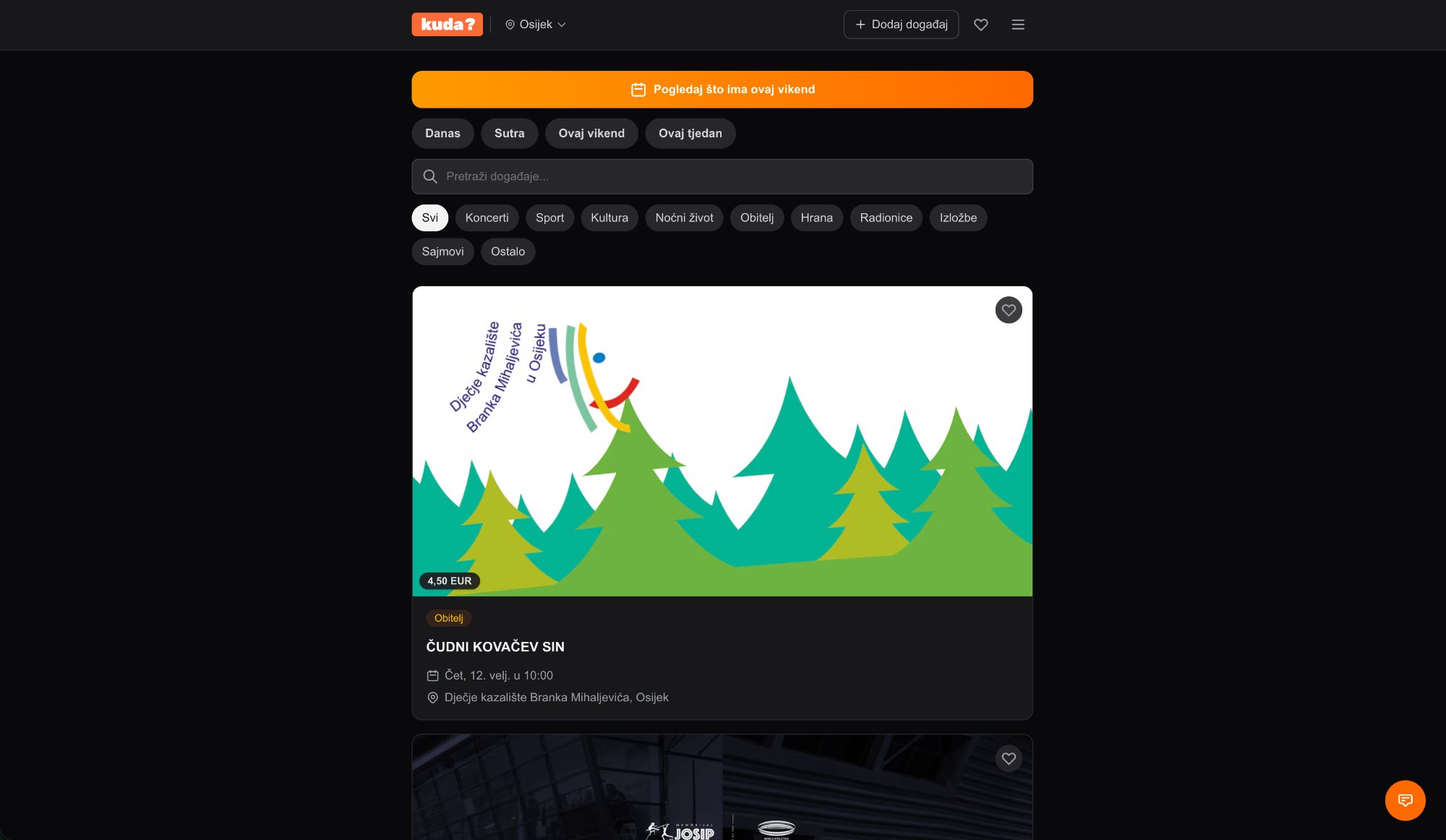 kuda.hr - Event discovery platform for Osijek and Slavonia